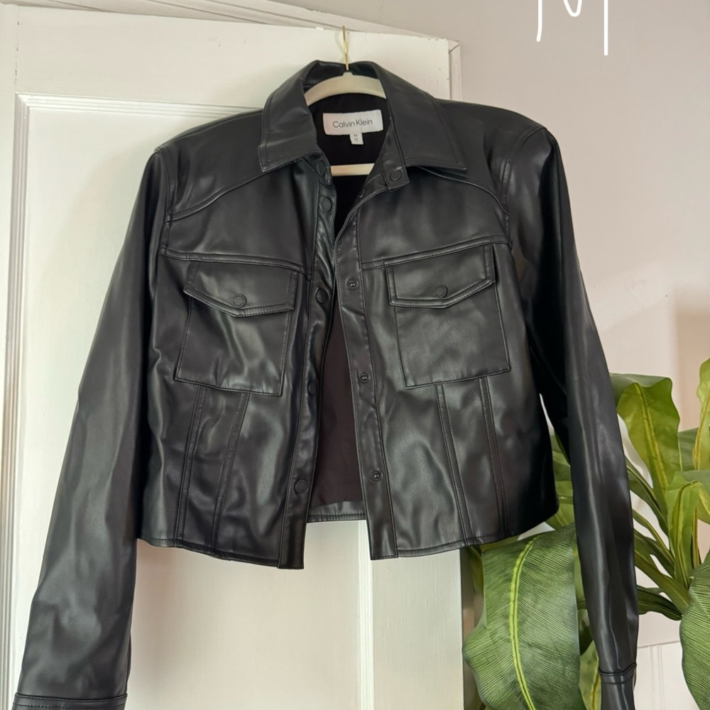Calvin Klein Women's Sleek Black Leather Jacket